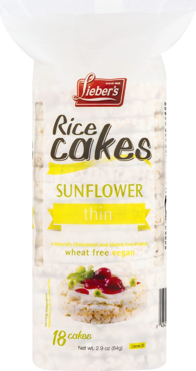 slide 6 of 9, Lieber's Thin Sunflower Rice Cakes 18 ea, 2.9 oz