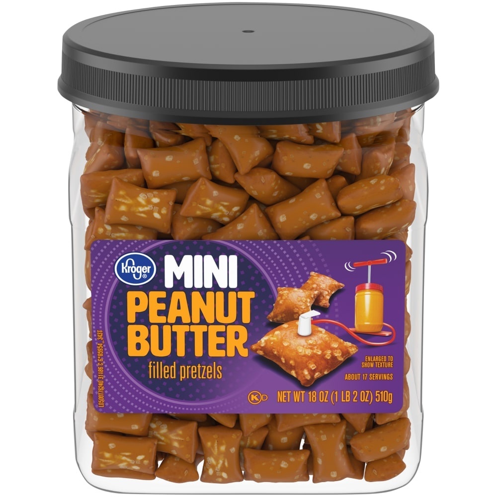 slide 1 of 1, Kroger Mini Peanut Butter Filled Pretzels, 18 oz