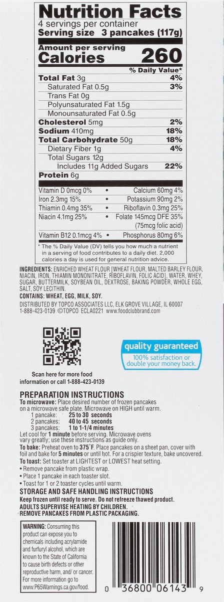 slide 4 of 15, Food Club Buttermilk Pancakes, 12 ct; 16.5 oz