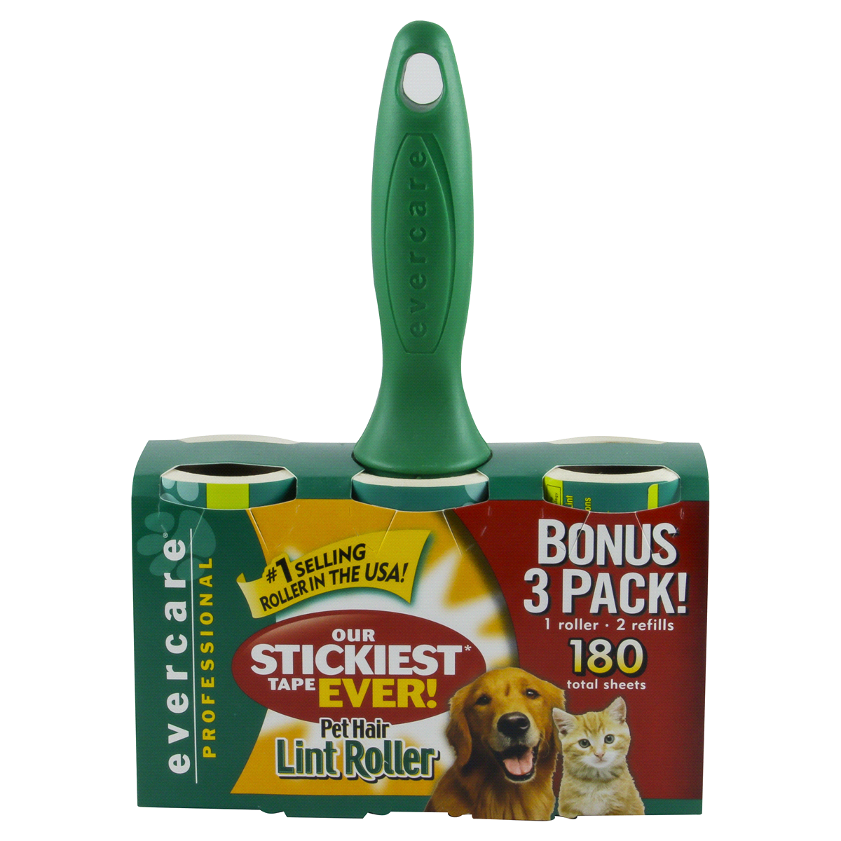 slide 4 of 4, Evercare Pet Hair Lint Roller with 2 Refills, 180 SHEETS