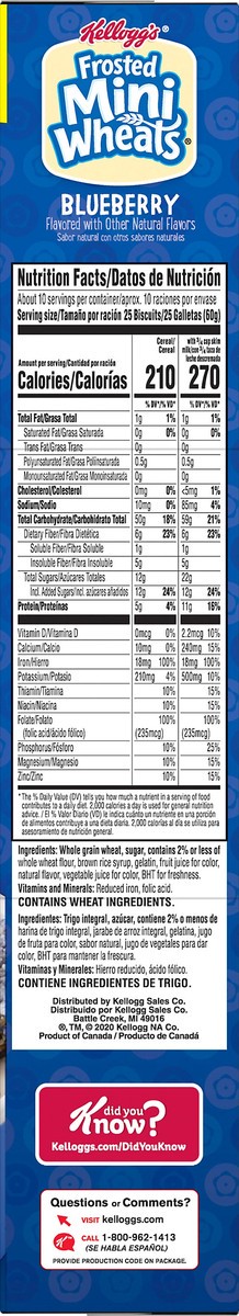 slide 6 of 11, Frosted Mini-Wheats Kellogg's Frosted Mini-Wheats Breakfast Cereal, Kids Cereal, Family Breakfast, Family Size, Blueberry Muffin, 22oz Box, 1 Box, 22 oz