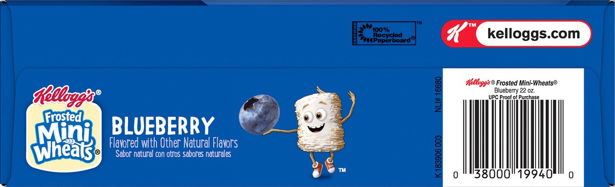 slide 4 of 11, Frosted Mini-Wheats Kellogg's Frosted Mini-Wheats Breakfast Cereal, Kids Cereal, Family Breakfast, Family Size, Blueberry Muffin, 22oz Box, 1 Box, 22 oz