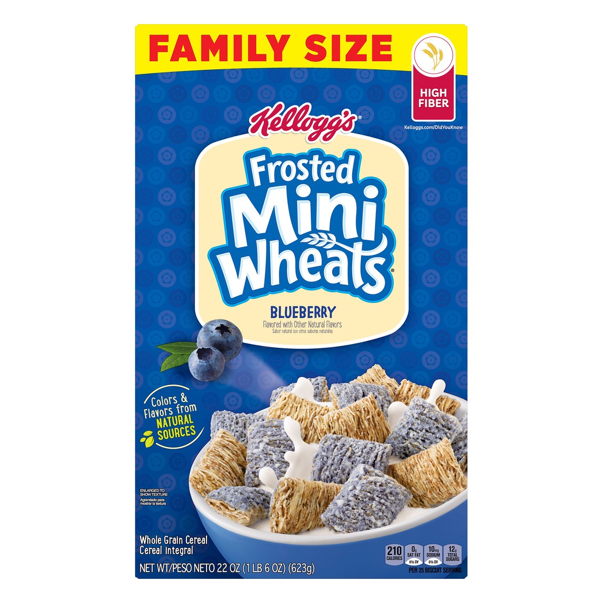 slide 3 of 11, Frosted Mini-Wheats Kellogg's Frosted Mini-Wheats Breakfast Cereal, Kids Cereal, Family Breakfast, Family Size, Blueberry Muffin, 22oz Box, 1 Box, 22 oz