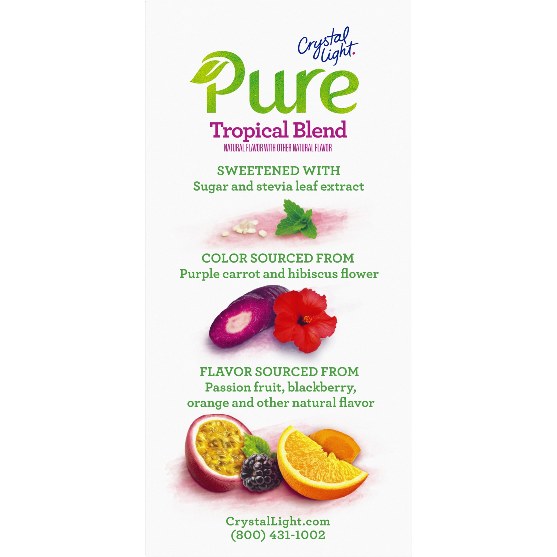 Crystal Light Pure Tropical Blend Naturally Flavored Powdered Drink Mix with No Artificial