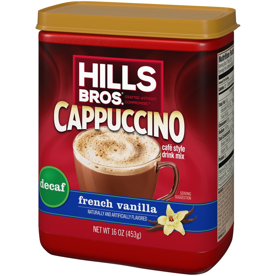 slide 3 of 8, Hills Bros. Decaffeinated French Vanilla Cappuccino, 16 oz