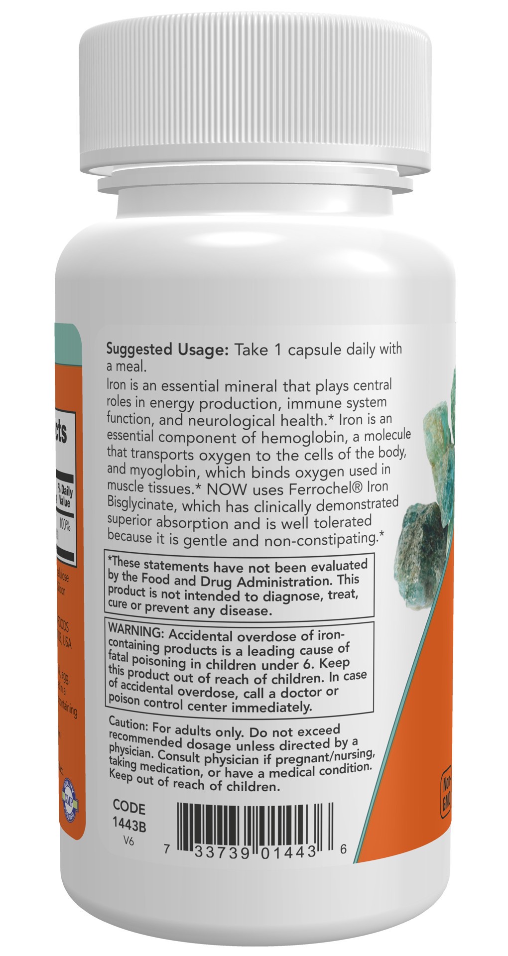 slide 2 of 4, NOW Iron 18 mg - 120 Veg Capsules, 120 ct