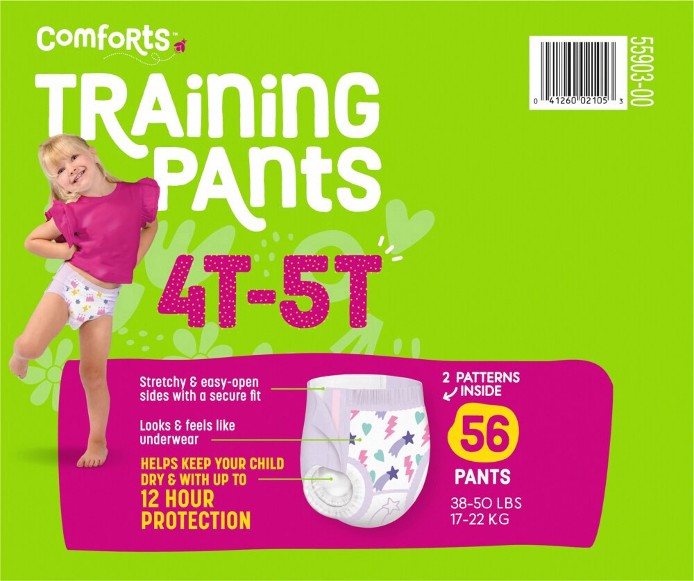slide 4 of 4, Comforts Girl Training Pants 4T-5T, 66 ct