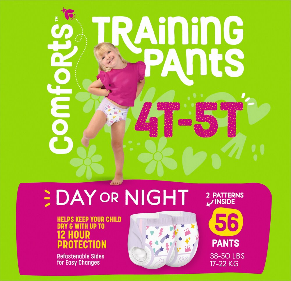 slide 3 of 4, Comforts Girl Training Pants 4T-5T, 66 ct
