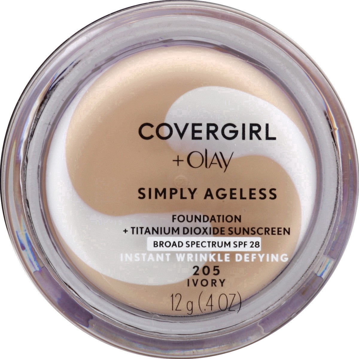 slide 14 of 21, Covergirl + Olay Simply Ageless Instant Wrinkle Defying Foundation, Ivory, 0.4 oz