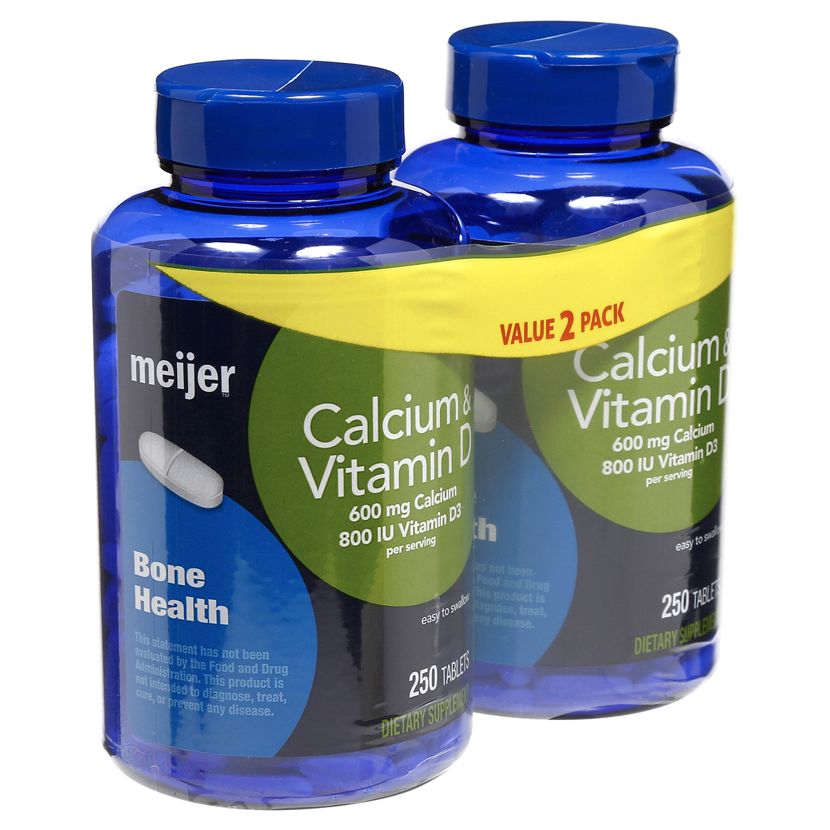 slide 3 of 4, Meijer Calcium & Vitamin D, Value, 2 pk; 250 ct