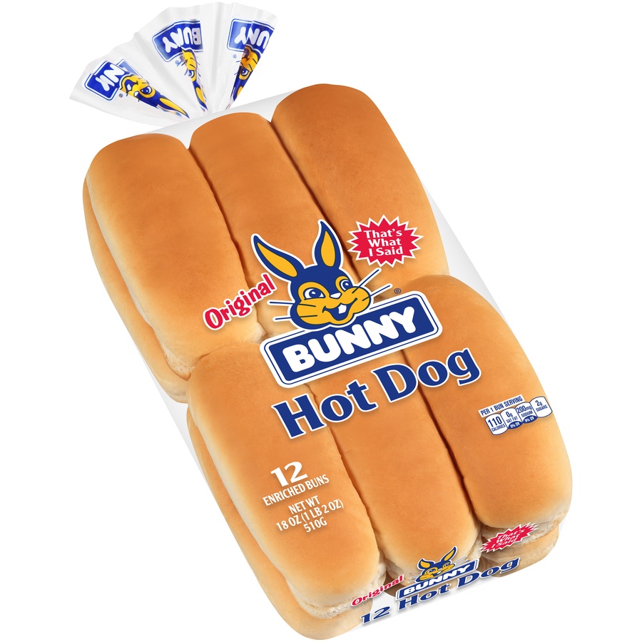 slide 4 of 8, Bunny Hot Dog Buns, 18 oz