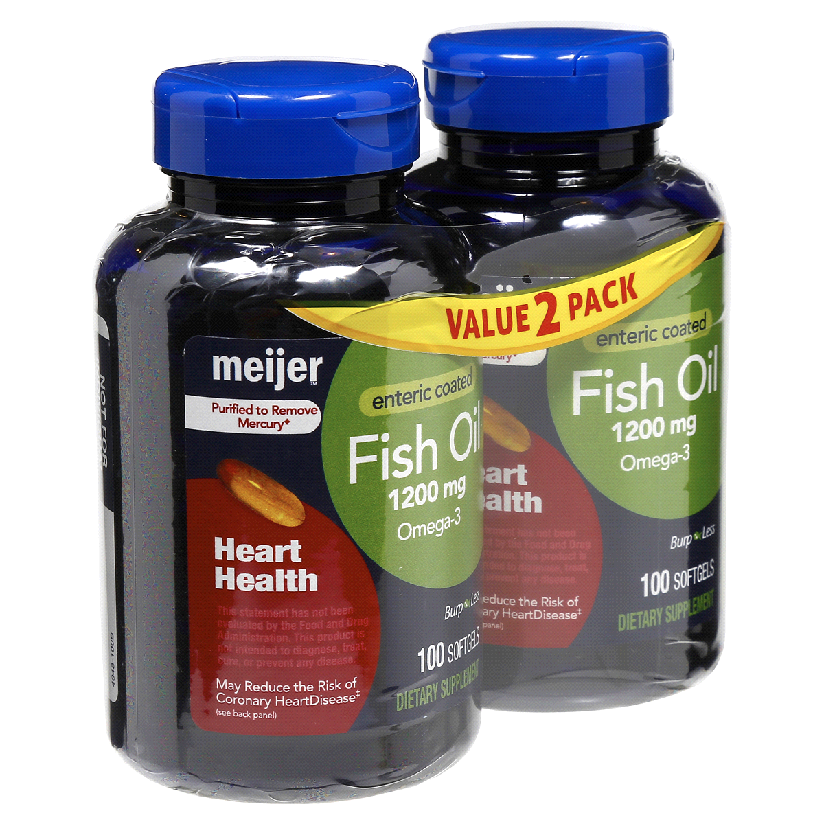 slide 3 of 4, Meijer Fish Oil 1200 mg, Value, 100 ct