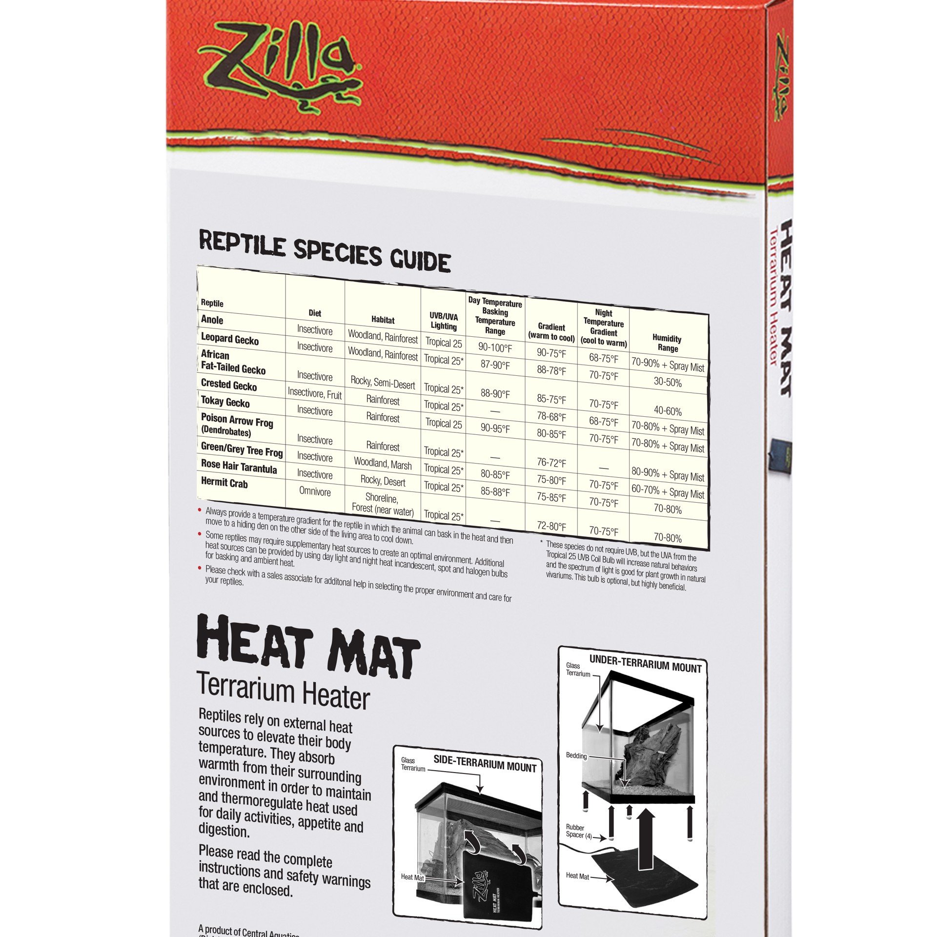 slide 10 of 10, Zilla Terrarium Heat Mats Black Medium, 30-40 Gallon, 16 Watt, 1 ct