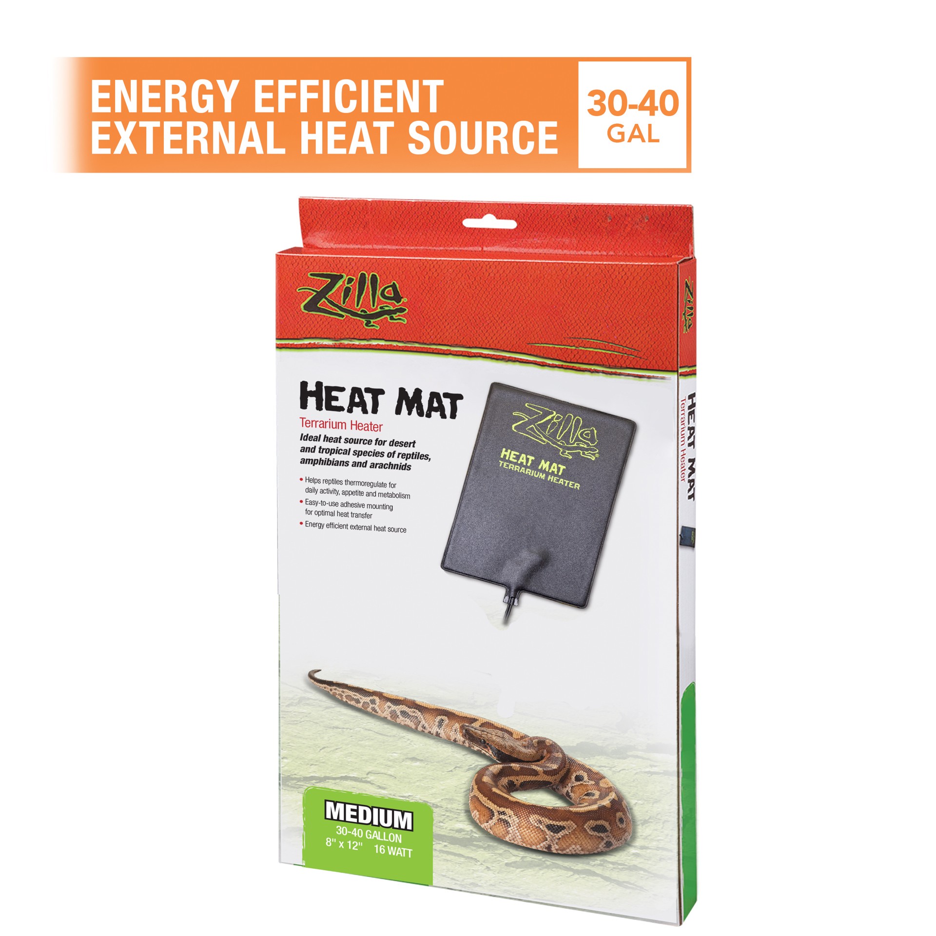 slide 9 of 10, Zilla Terrarium Heat Mats Black Medium, 30-40 Gallon, 16 Watt, 1 ct