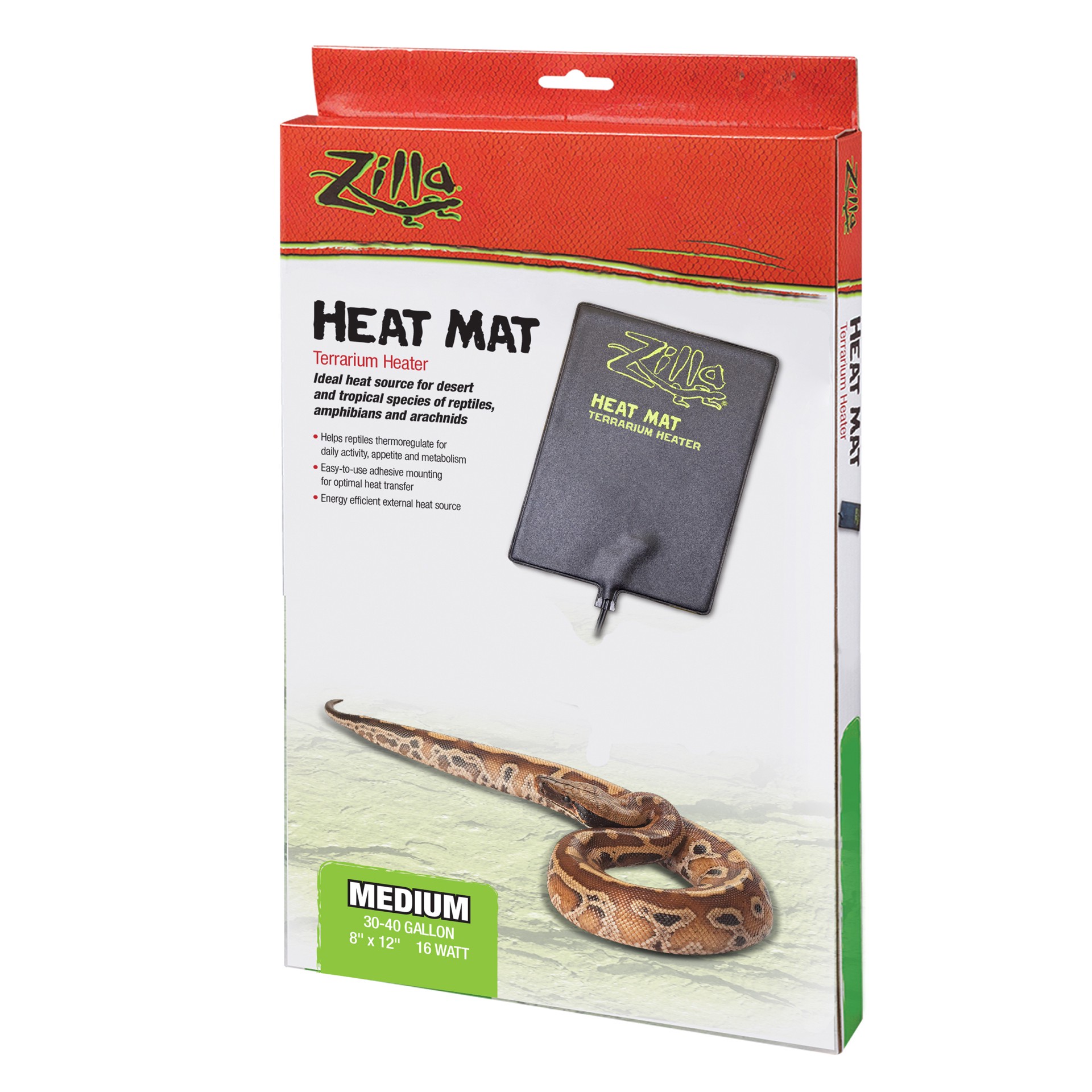 slide 1 of 10, Zilla Terrarium Heat Mats Black Medium, 30-40 Gallon, 16 Watt, 1 ct