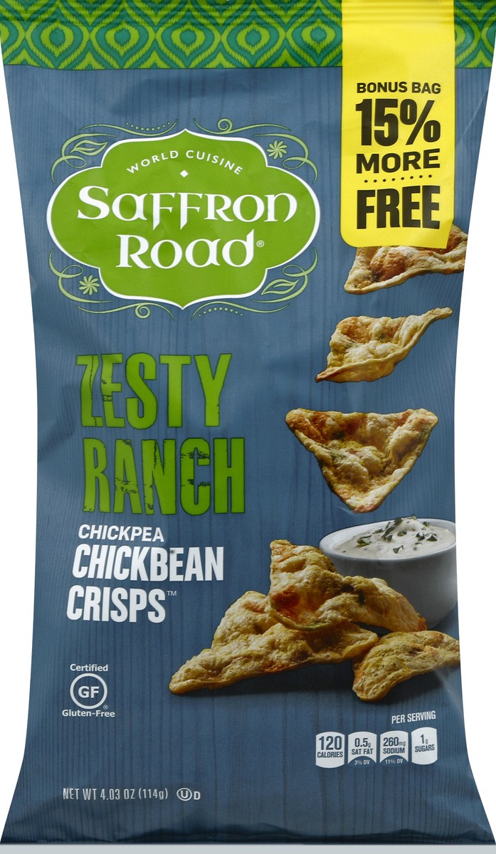 slide 5 of 6, Saffron Road Zesty Ranch Chickbean Crisps, 4.03 oz