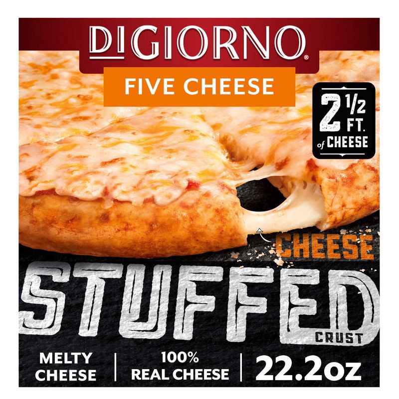 slide 1 of 6, DiGiorno Five Cheese Frozen Pizza with Cheese Stuffed Crust - 22.2oz, 22.2 oz