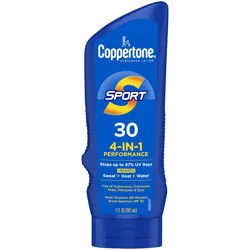 Coppertone Sport Sunscreen Lotion - SPF 30 - 7 fl oz: Whole Body Application, Paraben-Free, Scented