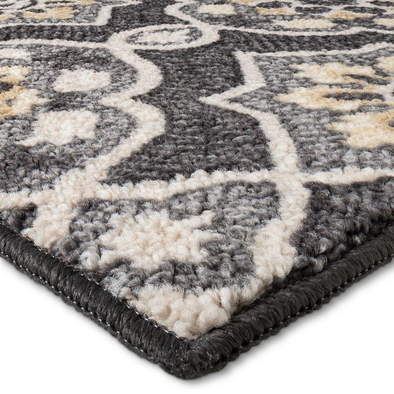 slide 2 of 3, 1'8"x2'10" Washable Rowena Accent Rug Charcoal Gray - Threshold™: Skid-Resistant, Machine Washable, Traditional Style, 1 ct