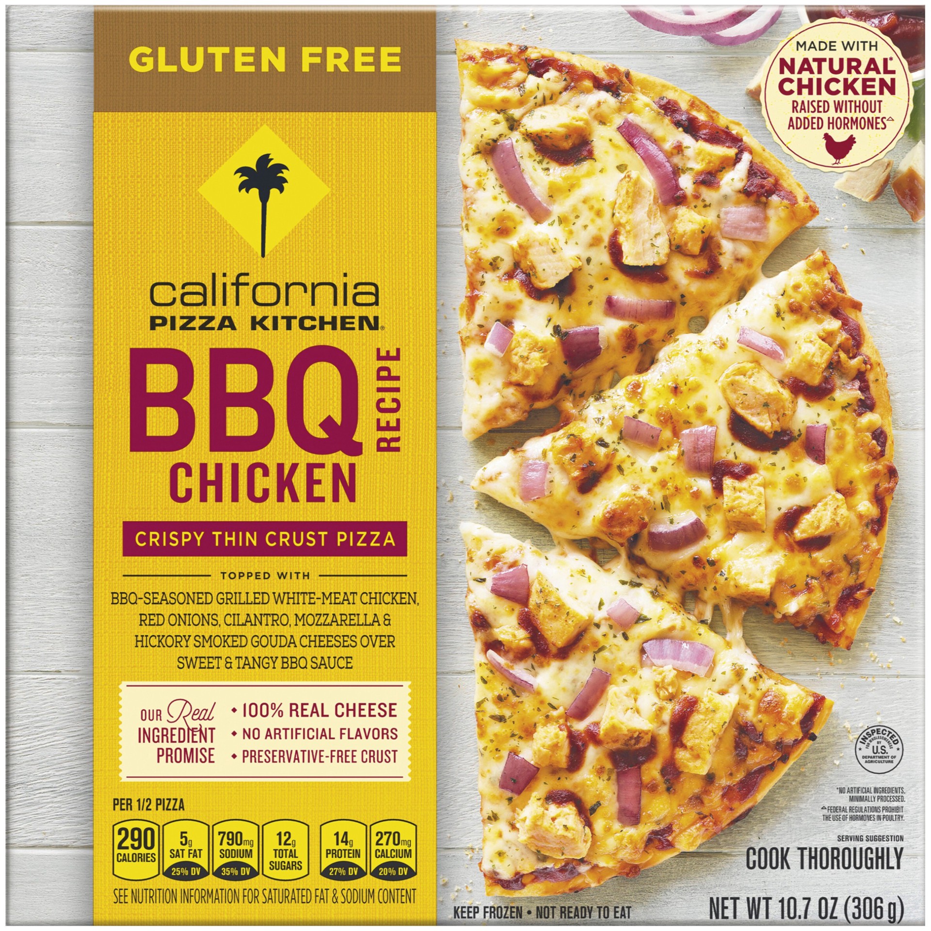 slide 1 of 9, California Pizza Kitchen Gluten Free Crispy Thin Crust BBQ Recipe Chicken Frozen Pizza - 10.7oz, 10.7 oz
