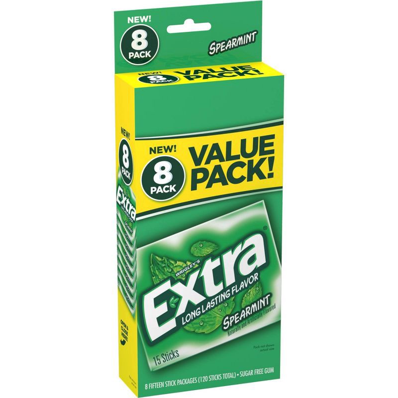 slide 2 of 12, Extra Sugar-Free Spearmint Gum Value Pack - 15ct/8pk, 15 ct, 8 ct