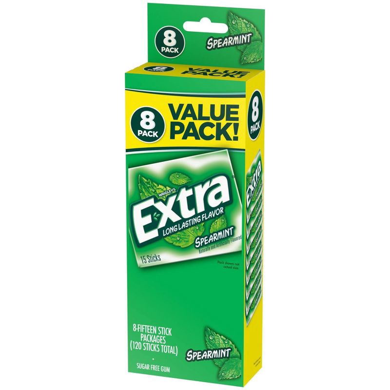 slide 10 of 12, Extra Sugar-Free Spearmint Gum Value Pack - 15ct/8pk, 15 ct, 8 ct