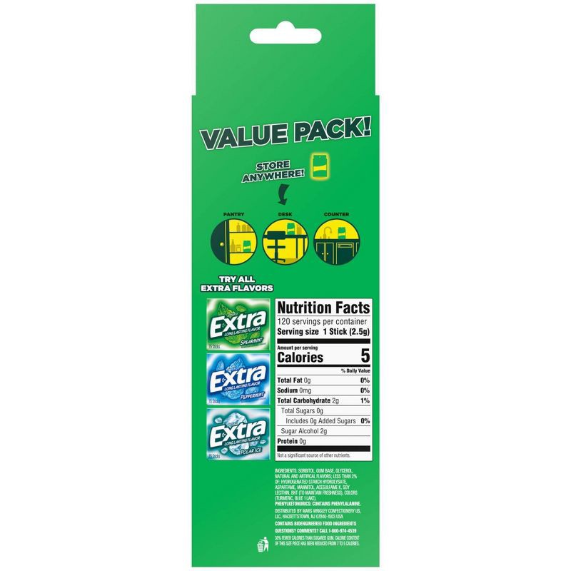 slide 11 of 12, Extra Sugar-Free Spearmint Gum Value Pack - 15ct/8pk, 15 ct, 8 ct