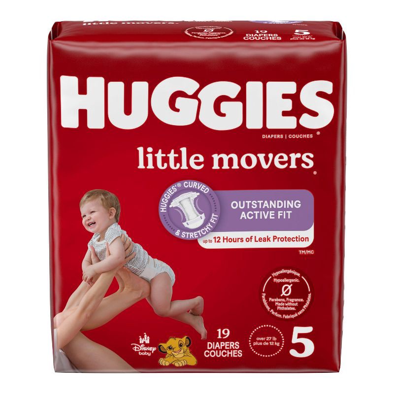 slide 2 of 13, Huggies Little Movers Diapers - Size 5 - 19ct, 5 x 19 ct