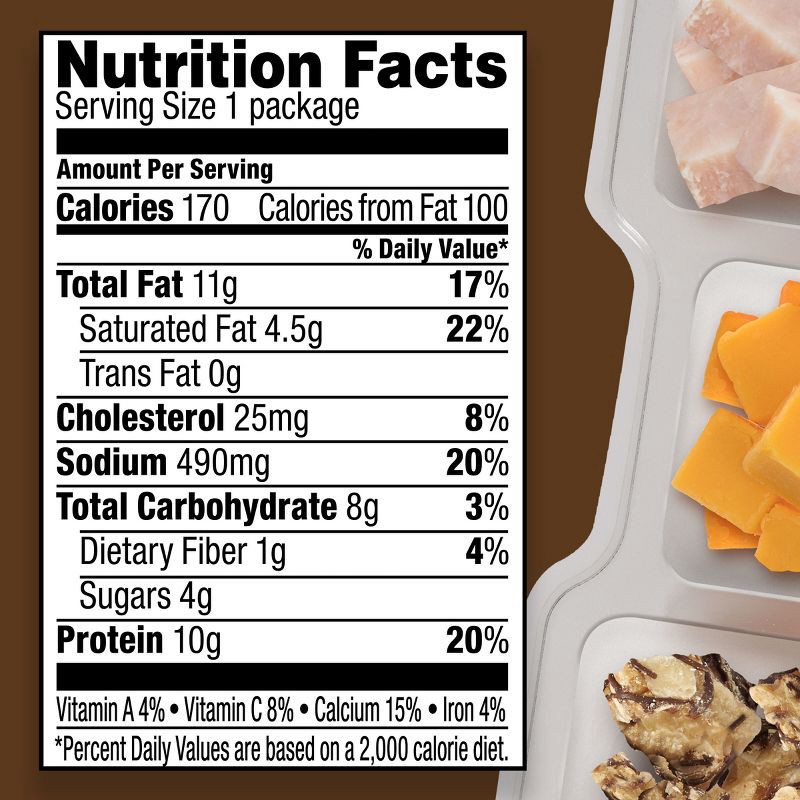 slide 2 of 9, P3 Portable Protein Pack P3 Portable Protein Snack Pack with Dark Chocolate Nut Clusters, Turkey & Cheddar Cheese - 2oz, 2 oz