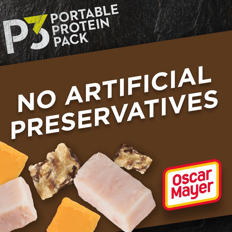 slide 3 of 9, P3 Portable Protein Pack P3 Portable Protein Snack Pack with Dark Chocolate Nut Clusters, Turkey & Cheddar Cheese - 2oz, 2 oz