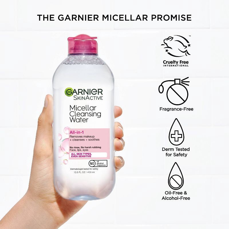 slide 4 of 10, Garnier Micellar Water Hydrating Facial Cleanser & Makeup Remover - Basic Cleansing - 13.5 fl oz, 13.5 fl oz