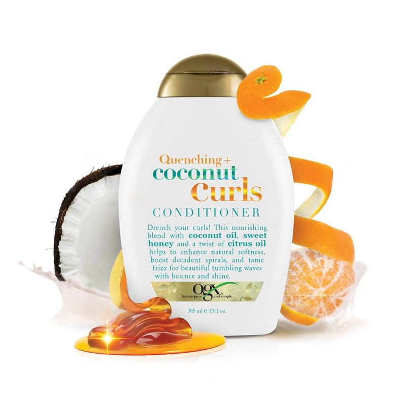 slide 9 of 9, OGX Quenching+ Coconut Curls Conditioner with Coconut Oil, Citrus Oil & Honey - 13 fl oz, 13 fl oz