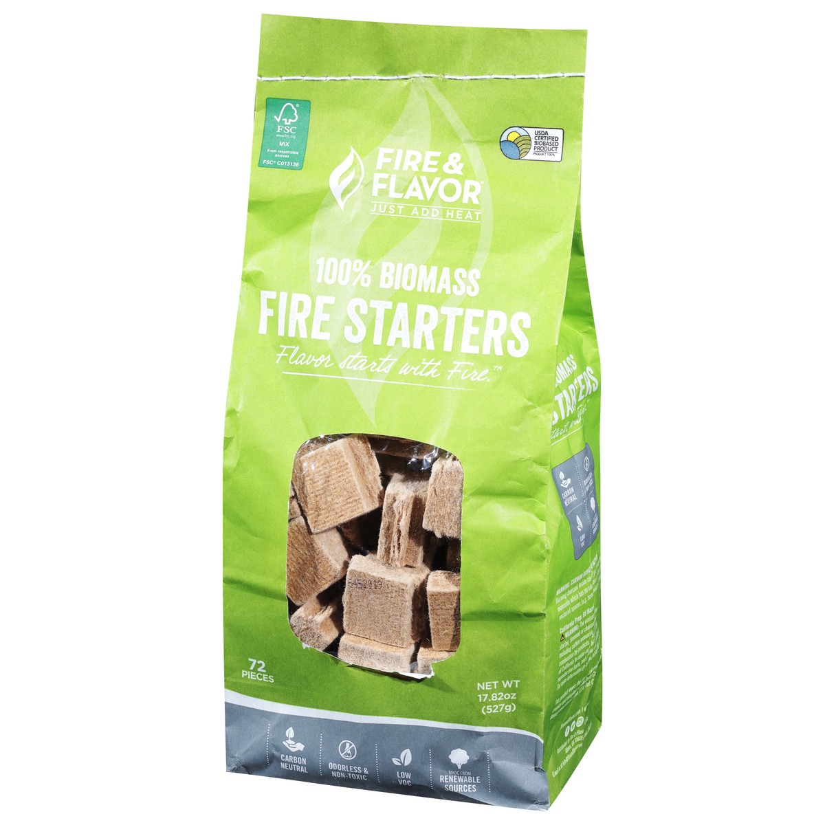 slide 5 of 9, Fire & Flavor 100% Biomass Fire Starters 72 ea, 72 ct