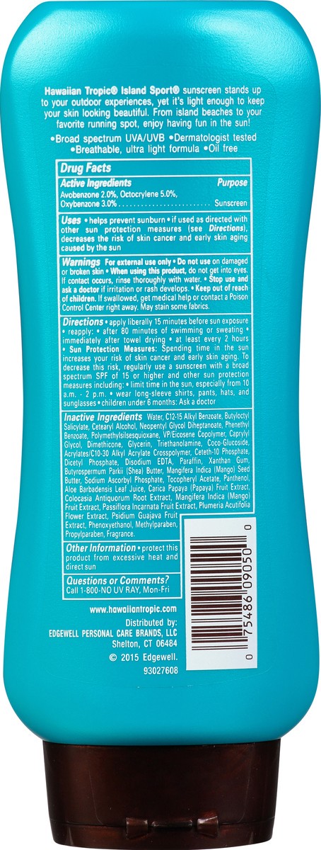 slide 8 of 9, Hawaiian Tropic Island Sport Ultra Light Sunscreen Lotion Spf 30 Light Tropical Scent, 10.8 fl oz