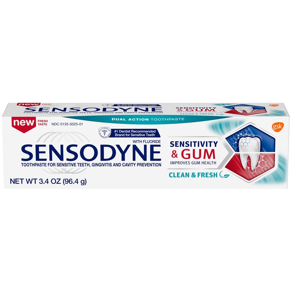 slide 1 of 1, Sensodyne Sensitivity And Gum Clean And Fresh Toothpaste, 3.4 oz