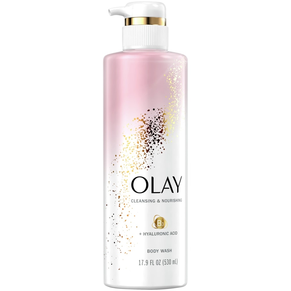 slide 1 of 9, Olay Cleansing & Nourishing Body Wash With Vitamin B3 And Hyaluronic Acid, 17.9 fl oz