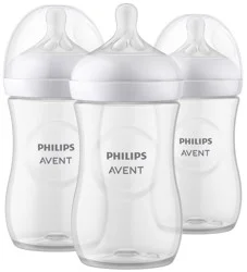 Avent Philips Avent Natural Baby Bottle, Clear, 9oz, 3pk