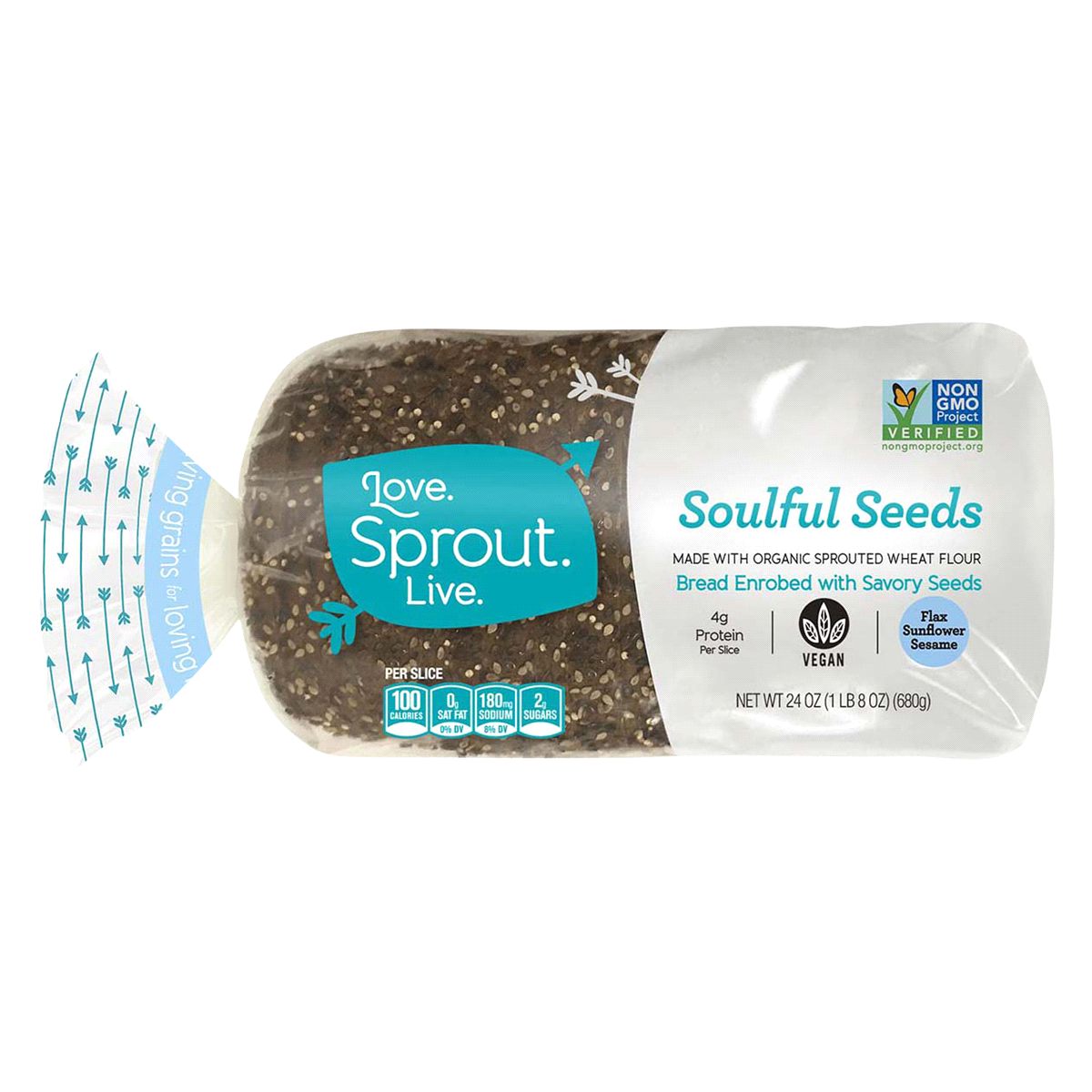 slide 1 of 1, Love Sprout Live Soulful Seeds Bread, 24 oz