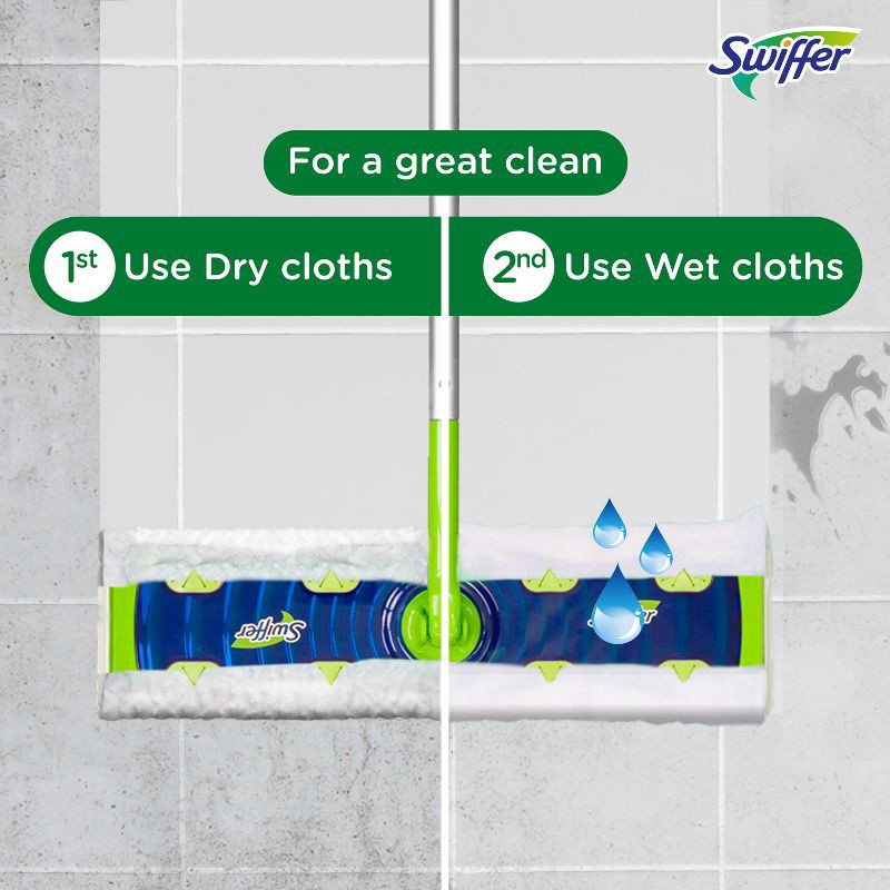 slide 8 of 14, Swiffer Sweeper Dry + Wet XL Sweeping Kit (1 Sweeper, 8 Dry Cloths, 2 Wet Cloths), 1 ct