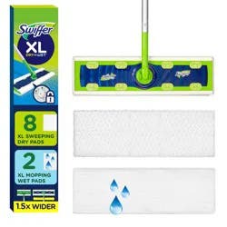 Swiffer Sweeper Dry + Wet XL Sweeping Kit (1 Sweeper, 8 Dry Cloths, 2 Wet Cloths)