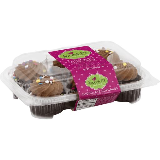 slide 1 of 3, Sweet P's Bake Shop Chocolate Cupcakes With Decadent Chocolate Icing And Colorful Confetti Sprinkles, 1 ct