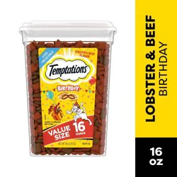 Temptations Birthday Adult Crunchy and Soft Cat Treats Lobster and Beef