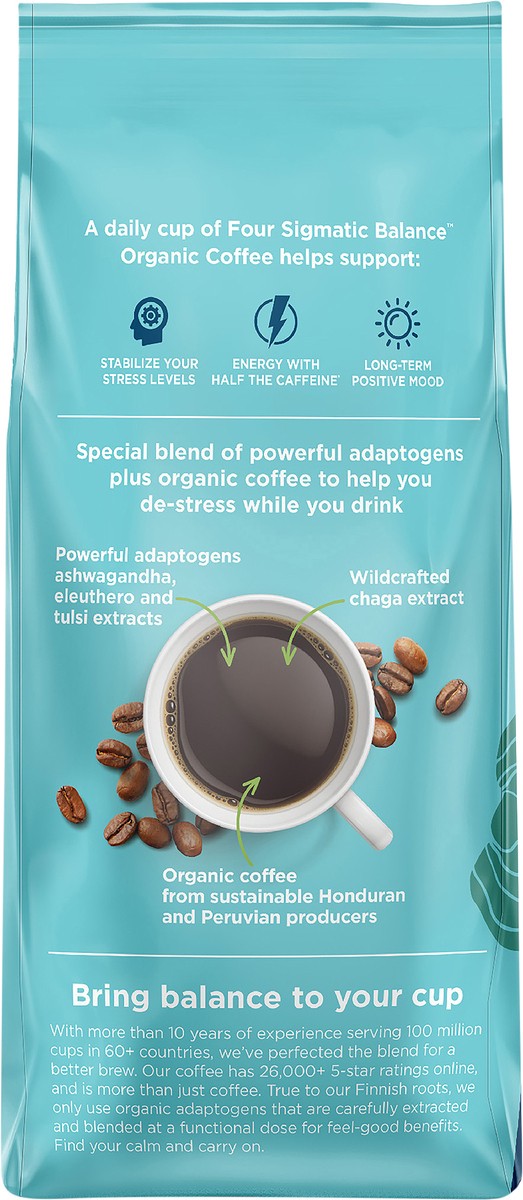 slide 2 of 4, Four Sigmatic BALANCE Organic Half Caf Ground Coffee with Ashwagandha & Eleuthero Adaptogens Half Caffeine - 12 oz, 1 ct