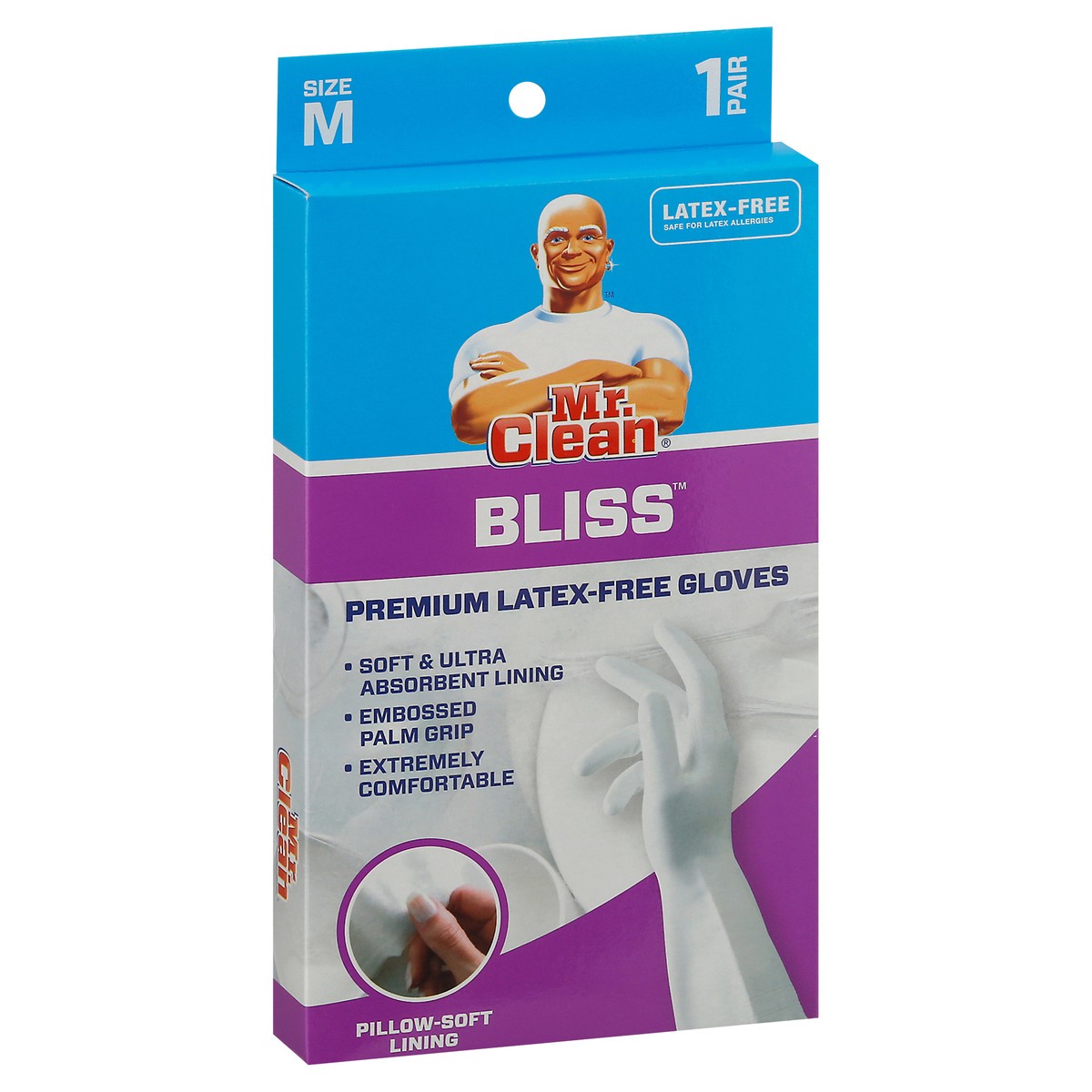 slide 2 of 9, Mr. Clean Bliss Premium Latex-free Gloves Medium, 1 ct