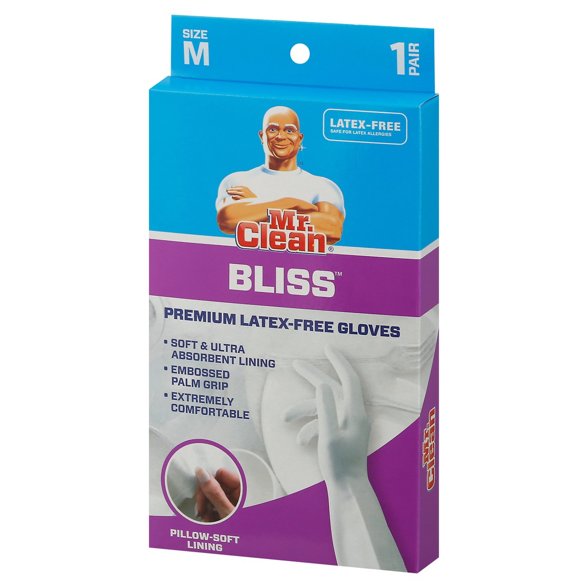 slide 3 of 9, Mr. Clean Bliss Premium Latex-free Gloves Medium, 1 ct