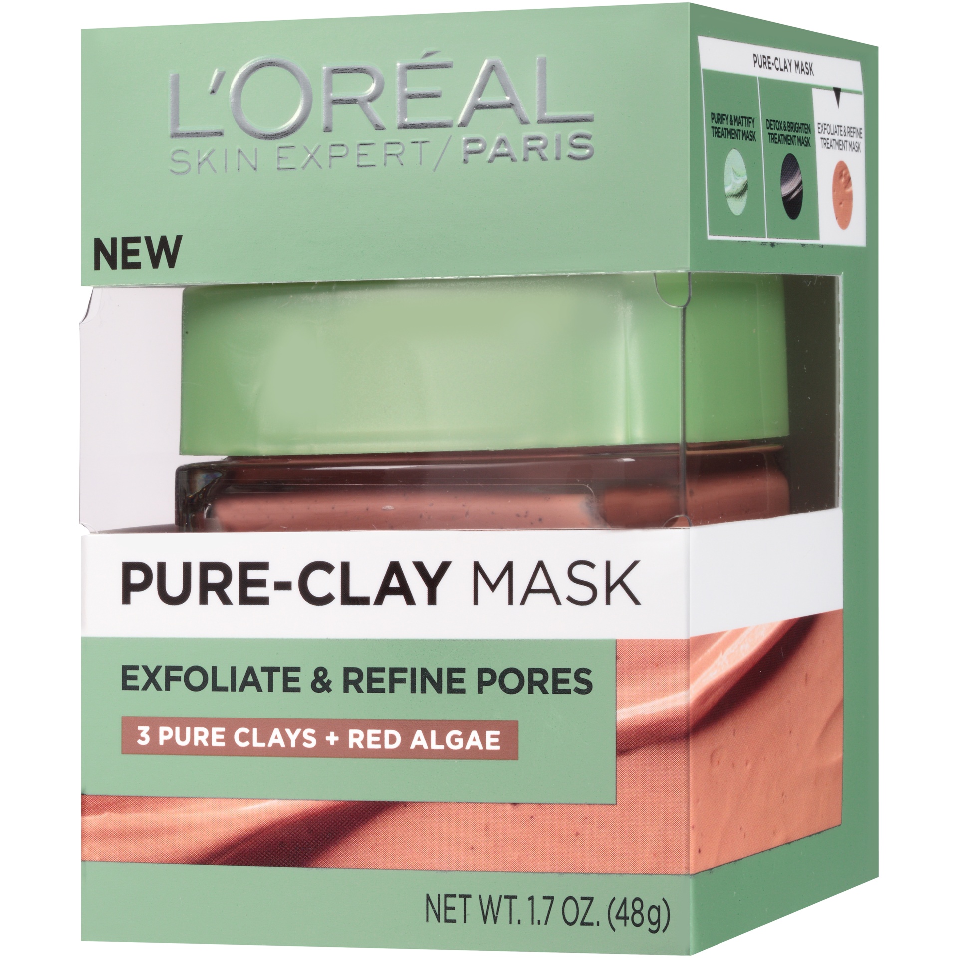 slide 4 of 8, L'Oréal Paris Exfoliate & Refine Pores Pure Clay Mask, 1.7 oz