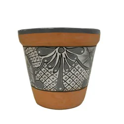 Blue Orange Pottery Gray Talavera Planter - 5