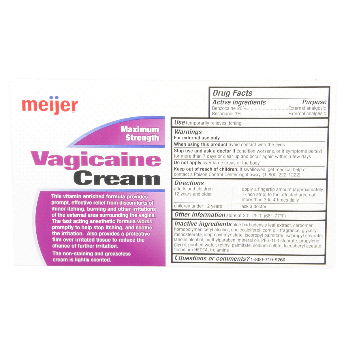 slide 2 of 3, Meijer Brand Vagicaine Cream, 1 oz