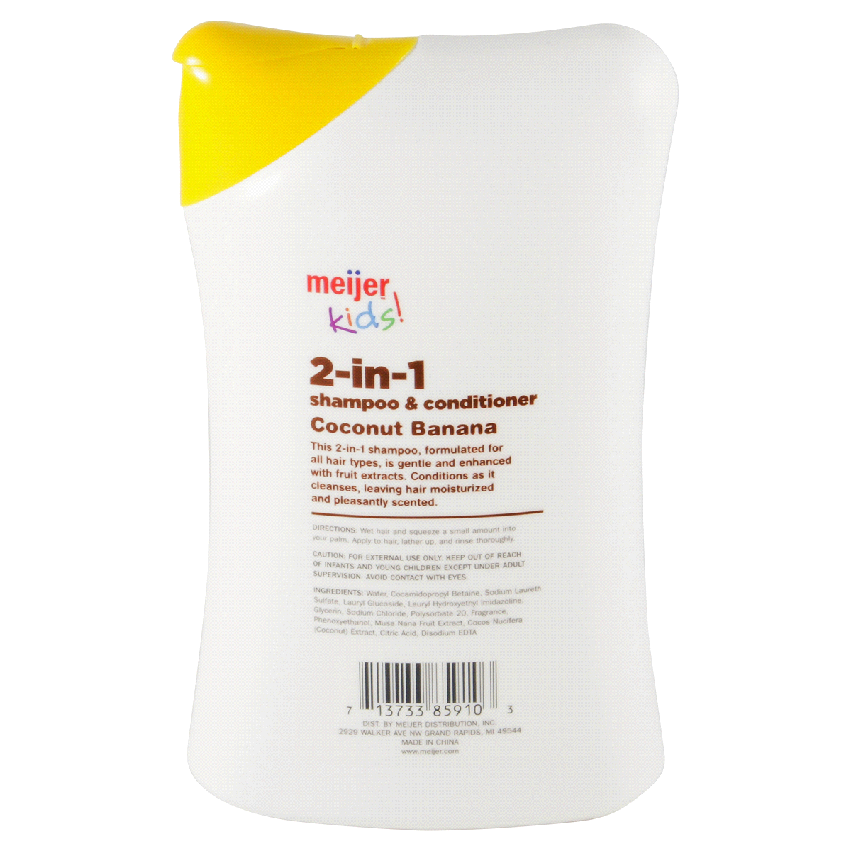 slide 2 of 2, Meijer Kids 2-in-1 Shampoo & Conditioner, Coconut Banana, 10.14 oz