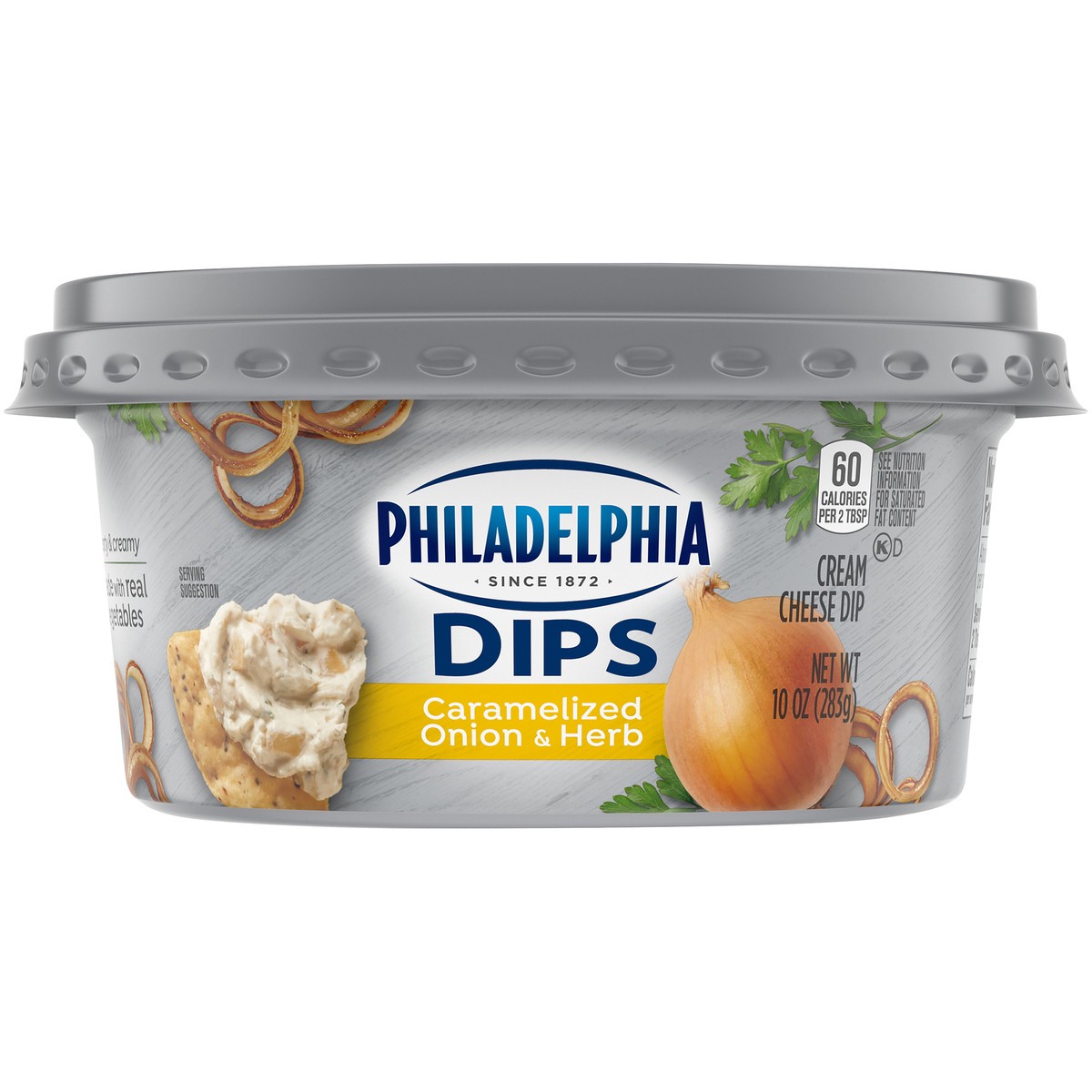 slide 13 of 14, Philadelphia Dips Caramelized Onion & Herb Cream Cheese Spread & Dip, 10 oz Tub, 10 oz